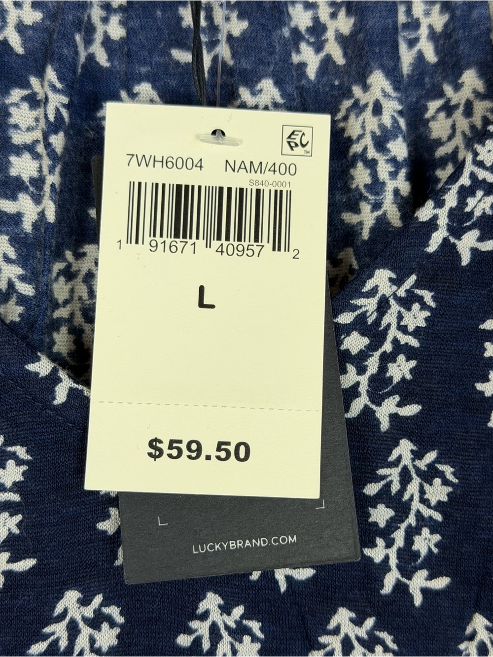 NWT Lucky Brand Blue Floral Print Peasant Blouse Size Large Boho Bell Sleeve Top - Picture 13 of 14